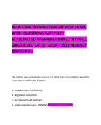 MED SURG NEURO EXAM (ACTUAL EXAM) WITH QUESTIONS WITH VERY ELABORATED ANSWERS CORRECTRY WELL ORGANIZED LATEST 2024 – 2025 ALREADY GRADED A+    