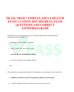 NR 341/ NR341 COMPLEX ADULT HEALTH  EXAM 1 LATEST 2023-2024 REAL EXAM  QUESTIONS AND CORRECT  ANSWERS|AGRADE