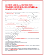 COMBAT MEDIC ALC EXAM 2.WITH VERIFIED QUESTIONS AND ANSWERS.A+ GRADED.2024/2025.