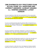 CMS PHARMACOLOGY PROCTORED EXAM ACTUAL EXAM | ALL QUESTIONS AND CORRECT ANSWERS | ALREADY GRADED A+ | VERIFIED ANSWERS | LATEST VERSION