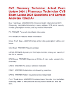 CVS Pharmacy Technician Actual Exam Update 2024 | Pharmacy Technician CVS Exam Latest 2024 Questions and Correct  Answers Rated A+ | Verified CVS Pharmacy Technician ActualExam 2024-2025 Quiz with Accurate Solutions Aranking Allpassl'