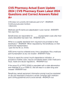 CVS Pharmacy Actual Exam Update  2024 | CVS Pharmacy Exam Latest 2024  Questions and Correct Answers Rated  A+ | Verified CVS Pharmacy ExamUpdate  2024-2025  Quiz with Accurate Solutions Aranking Allpassl'
