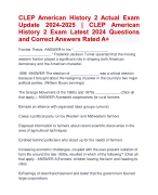 CLEP American History 2 Actual Exam  Update 2024-2025 | CLEP American  History 2 Exam Latest 2024 Questions  and Correct Answers Rated A+ | Verified CLEP American History 2 ActualExam 2024-2025  Quiz with Accurate Solutions Aranking Allpassl'