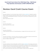 Excel Crash Course Exam from Wall Street Prep - Wall Street  Prep Questions And Answers LATEST UPDATES 2