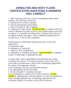 URINALYSIS AND BODY FLUIDS  CERTIFICATION QUESTIONS & ANSWERS  100% CORRECT