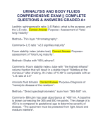 URINALYSIS AND BODY FLUIDS  COMPREHENSIVE EXAM || COMPLETE  QUESTIONS & ANSWERS (RATED A+)
