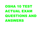 OSHA 10 TEST  ACTUAL EXAM  QUESTIONS AND  ANSWERS