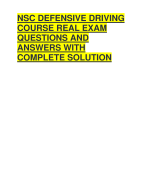 NSC DEFENSIVE DRIVING  COURSE REAL EXAM  QUESTIONS AND  ANSWERS WITH  COMPLETE SOLUTION