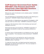 CLEP American Government Exam Update  2024-2025 | Clep American Government  Actual Exam Latest 2024-2025 Questions  and Correct Answers Rated A+ | Certified CLEP American Government ExamUpdate 2024-2025 Quiz with Accurate Solutions Aranking Allpass'