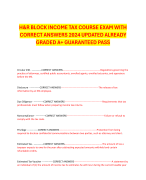 H&R BLOCK INCOME TAX COURSE EXAM WITH CORRECT ANSWERS 2024 UPDATED ALREADY GRADED A+ GUARANTEED PASS
