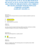 NGN NCLEX PN ACTUAL EXAM 2024 WITH NGN  /PN NCLEX ACTUAL EXAM (NEXT GENERATION)  2024 COMPLETE 200 QUESTIONS AND CORRECT DETAILED ANSWERS WITH RATIONALES  (VERIFIED ANSWERS) |ALREADY GRADED A+