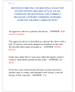 DEFENSIVE DRIVING COURSE FINAL EXAM TOP  RATED NEWEST 2024-2025 ACTUAL EXAM  COMPLETE 200 QUESTIONS AND CORRECT  DETAILED ANSWERS (VERIFIED ANSWERS) |ALREADY GRADED A+||BRAND NEW!!