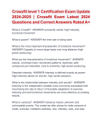 Crossfit level 1 Certification Exam Update  2024-2025 | Crossfit Exam Latest 2024  Questions and Correct Answers Rated A+ | Verified Crossfit level 1 Certification ExamUpdate  2024-2025  Quiz with Accurate Solutions Aranking Allpassn'