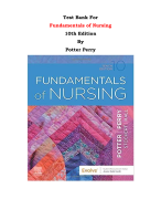 Test Bank For Fundamentals of Nursing  10th Edition By Potter Perry |All Chapters, Complete Q & A, Latest 2024|