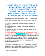 ADULT HEALTH 2 HESI TEST BANK EXAM NEWEST ACTUAL EXAM COMPLETE 250 QUESTIONS AND CORRECT DETAILED ANSWERS (VERIFIED ANSWERS) |ALREADY GRADED A+||BRAND NEW VERSION!!