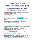 CISR ELEMENTS OF RISK MANAGEMENT EXAM ACTUAL EXAM 150 QUESTIOS AND CORECT DETAILED ANSWERS WITH RATI
