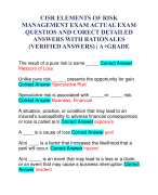 CISR ELEMENTS OF RISK MANAGEMENT EXAM ACTUAL EXAM 150 QUESTIOS AND CORECT DETAILED ANSWERS WITH RATIONALES (VERIFIED ANSWERS) |A+GRADE