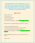 2024-2025 RBS EXAMS 4 VERSIONS (ACTUAL  EXAMS 1,2, 3 & 4) EACH EXAM CONTAINS 50  REAL EXAM QUESTIONS AND 100% CORRECT  ANSWERS/ RBS ACTUAL EXAM 2024 REVIEW  200 QS AND AS (BRAND NEW!!)