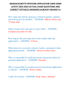 MASSACHUSETTS PESTICIDE APPLICATOR CORE EXAM LATEST 2023-2024 ACTUAL EXAM QUESTIONS AND CORRECT DETAILED ANSWERS|ALREADY GRADED A+