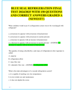 BLUE SEAL REFRIGERATION FINAL  TEST 2024/2025 WITH 150 QUESTIONS  AND CORRECT ANSWERS GRADED A  (NEWEST!!)BLUE SEAL REFRIGERATION FINAL  TEST 2024/2025 WITH 150 QUESTIONS  AND CORRECT ANSWERS GRADED A  (NEWEST!!)