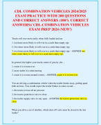 CDL COMBINATION VEHICLES 2024/2025  EXAM PRACTICE WITH 200 QUESTIONS  AND CORRECT ANSWERS (100% CORRECT  ANSWERS)/ CDL-COMBINATION VEHICLES  EXAM PREP 2024 (NEW!)