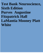 Test Bank Neuroscience, Sixth Edition Purves Augustine Fitzpatrick Hall LaMantia Mooney Platt White