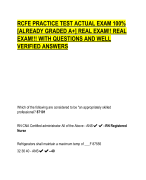 RCFE PRACTICE TEST ACTUAL EXAM 100%  [ALREADY GRADED A+] REAL EXAM!! REAL  EXAM!!! WITH QUESTIONS AND WELL  VERIFIED ANSWERS