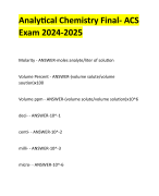 Analytical Chemistry Final- ACS  Exam 2024-2025