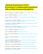  General Economics// Unit 1 Economics Fundamentals//questions with verified Answers//graded A+   