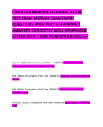 CWEA LAB ANALYST III CERTIFICATION TEST EXAM (ACTUAL EXAM) WITH QUESTIONS WITH VERY ELABORATED ANSWERS CORRECTRY WELL ORGANIZED LATEST 2024 – 2025 ALREADY GRADED A+       