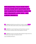 NFHS BASKETBALL RULES EXAM PART 1 (ACTUAL EXAM) WITH QUESTIONS WITH VERY ELABORATED ANSWERS CORRECTRY WELL ORGANIZED LATEST 2024 – 2025 ALREADY GRADED A+ 