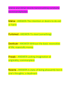 Malice and Other Words-Samenvatting Juridische Basisvaardigheden    Malice - ANSWER-The intention or desire to do evil or harm    Purloined - ANSWER-To steal (something)    Destitute - ANSWER-Without the basic necessities of life, especially money 