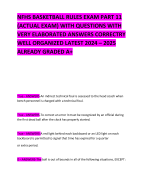 NFHS BASKETBALL RULES EXAM PART 11 (ACTUAL EXAM) WITH QUESTIONS WITH VERY ELABORATED ANSWERS CORRECTRY WELL ORGANIZED LATEST 2024 – 2025 ALREADY GRADED A+   
