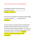 Samenvatting Juridische Basisvaardigheden    Psychologists provide services within the boundaries of their __________________. - ANSWER-Competence    The Council of Specialties in Professional Psychology currently recognize ____ 