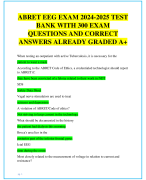 ABRET EEG EXAM 2024-2025 TEST  BANK WITH 300 EXAM  QUESTIONS AND CORRECT  ANSWERS ALREADY GRADED A+
