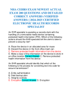 NHA CEHRS EXAM NEWEST ACTUAL EXAM 200 QUESTIONS AND DETAILED CORRECT ANSWERS (VERIFIED ANSWERS) | 2024-2025 CERTIFIED ELECTRONIC HEALTH RECORDS SPECIALIST