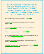 2024 PENN FOSTER INTRODUCTION TO  BIOLOGY PROCTORED ACTUAL EXAM  WITH 300 QUESTIONS AND CORRECT  ANSWERS ALREADY GRADED A+/ PENN  FOSTER INTRO TO BIOLOGY PROCTORED  EXAM 2024 LATEST (NEW!!)