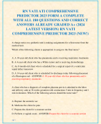 ATI RN VATI COMPREHENSIVE PREDICTOR 2023 FORM A & B (2 VERSIONS) EACH WITH ALL 180 QUESTIONS AND CORRECT ANSWERS ALREADY GRADED A+ (2024-2025 LATEST VERSIONS) RN VATI COMPREHENSIVE PREDICTOR 2023 (NEW!)
