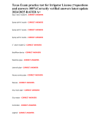 Texas Exam practice test for Irrigator License 273questions and answers 100%Correctly verified answers latest update 2024/2025 RATED A+