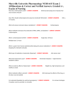 Maryville University Pharmacology NURS-615 Exam 2 149Questions & Correct and Verified Answers. Graded A+, Exams of Nursing