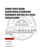 CHEM TEST BANK  QUESTIONS &VERIFIED  ANSWERS (RATED A+) 2024- 2025ALLNEW