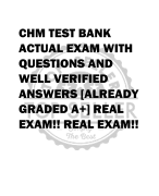 CHM TEST BANK ACTUAL EXAM WITH  QUESTIONS AND  WELL VERIFIED  ANSWERS [ALREADY  GRADED A+] REAL  EXAM!! REAL EXAM!