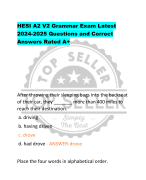 HESI A2 V2 Grammar Exam Latest  2024-2025 Questions and Correct  Answers Rated A+