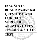 IBEC STATE  BOARD Practice test QUESTIONS AND  CORRECT  VERIFIED  ANSWERS LATEST  2024-2025 ACTUAL  TEST