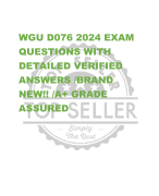 WGU D076 2024 EXAM  QUESTIONS WITH  DETAILED VERIFIED  ANSWERS /BRAND  NEW!! /A+ GRADE  ASSURED