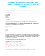 PRIMERICA LIFE INSURANCE EXAM WITH 100% CORRECT ANSWERS 2023-2024 WITH RATIONALES GRADED A+