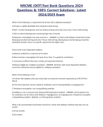 NRCME (DOT)Test Bank Questions 2024 Questions & 100% Correct Solutions- Latest 2024/2025 Exam