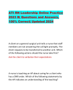 ATI RN Leadership Online Practice 2023 B| Questions and Answers, 100% Correct| Updated 2024