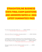 STRAIGHTERLINE BUSINESS STATS FINAL EXAM QUESTIONS AND ANSWERS RATED A+ 2024 LATEST GUARANTEED PASS