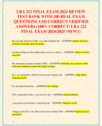 LRA 222 FINAL EXAM 2024 REVIEW  TEST BANK WITH 200 REAL EXAM  QUESTIONS AND CORRECT VERIFIED  ANSWERS (100% CORRECT) LRA 222  FINAL EXAM 2024/2025 (NEW!!)